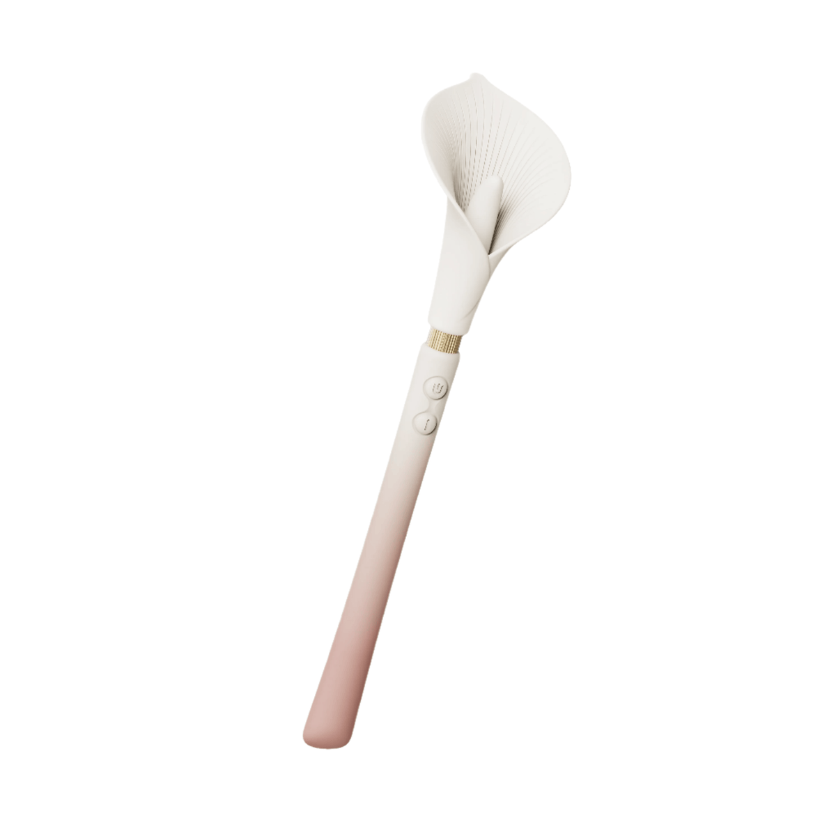 Calla Dual Head Precision Wand Massager designed like a Calla Lily, featuring dual heads and easy-to-use controls.