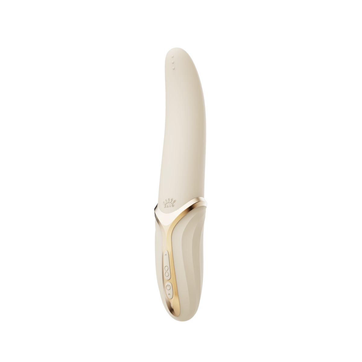 Eve High-Speed Tongue Motion Dual Vibrator in a sleek design with soft silicone and gold accents.