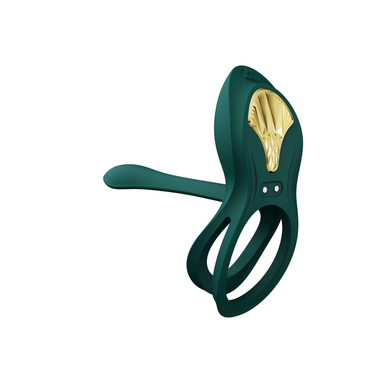 Bayek Smart Dual Stimulation Couples Ring App Control in green and gold design for enhanced intimate experiences.