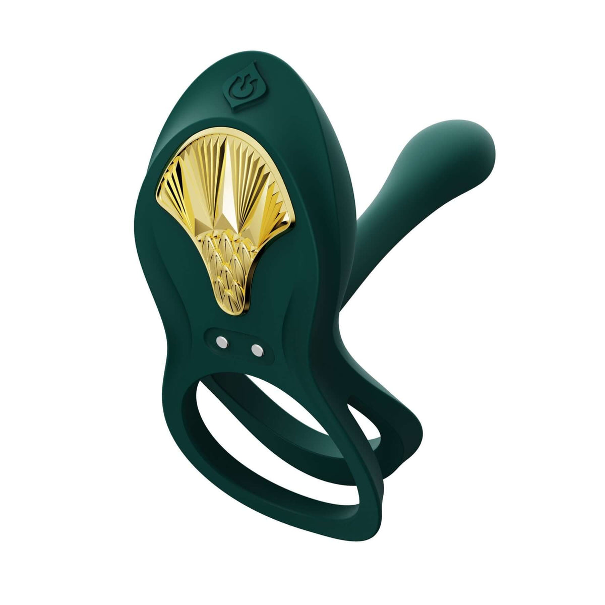 Bayek Smart Dual Stimulation Couples Ring App Control in green with gold accents, designed for enhanced pleasure.