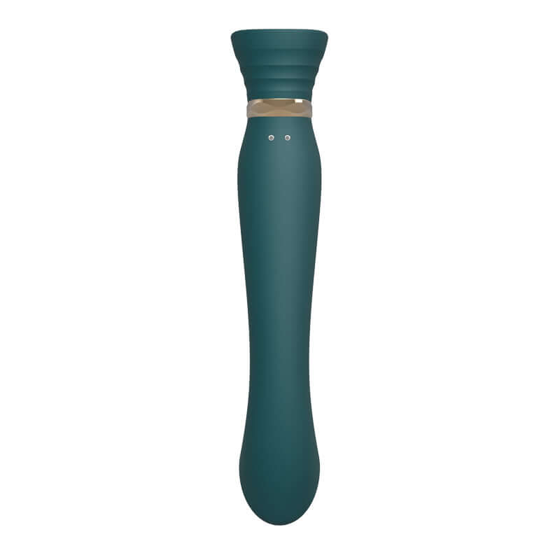 Queen Set G-spot PulseWave Vibrator with Suction Sleeve in teal color, featuring a sleek design for ultimate pleasure.