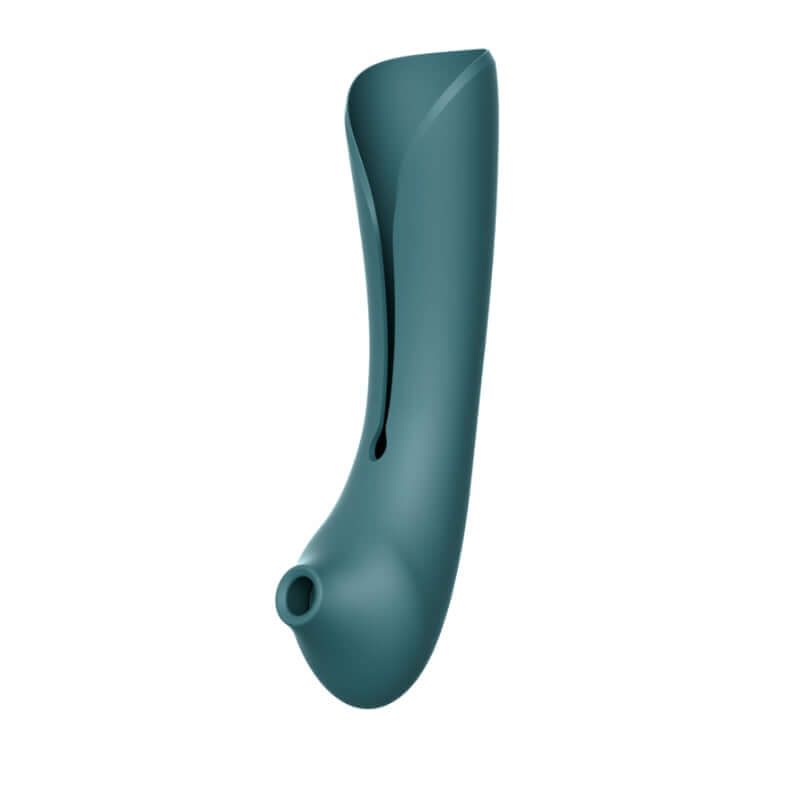 Queen Set G-spot PulseWave Vibrator with Suction Sleeve in teal color, designed for luxurious pleasure.