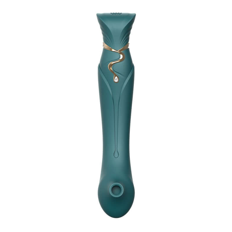 Queen Set G-spot PulseWave Vibrator with Suction Sleeve in elegant teal design