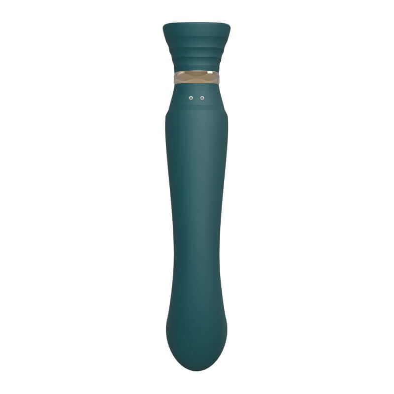 Queen Set G-spot PulseWave Vibrator with Suction Sleeve in teal color, designed for ultimate pleasure and luxury.