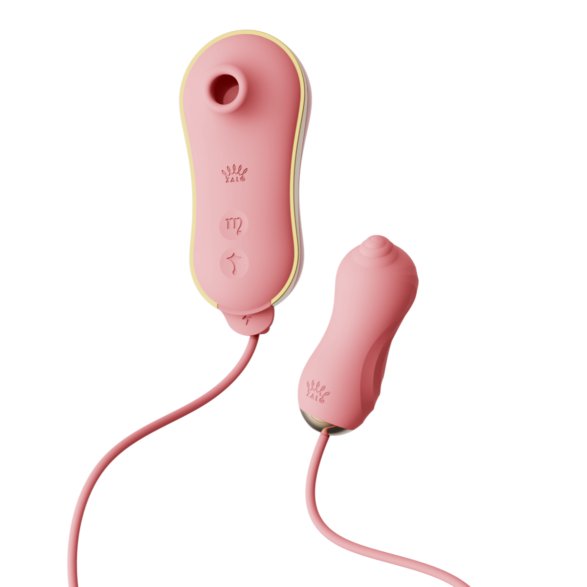 Unicorn Vibrator Thruster & Air Pulse Suction Set Massager in pink, featuring ergonomic design and controls.