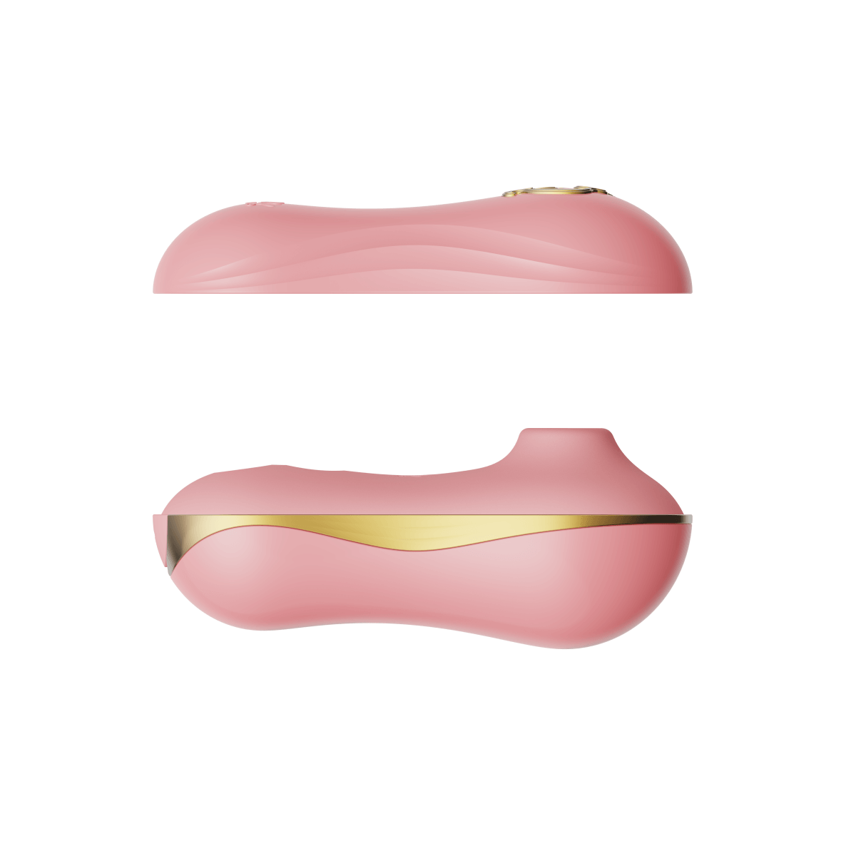 Unicorn Vibrator Thruster & Air Pulse Suction Set Massager in elegant pink design with gold accents, showcasing its unique shape.