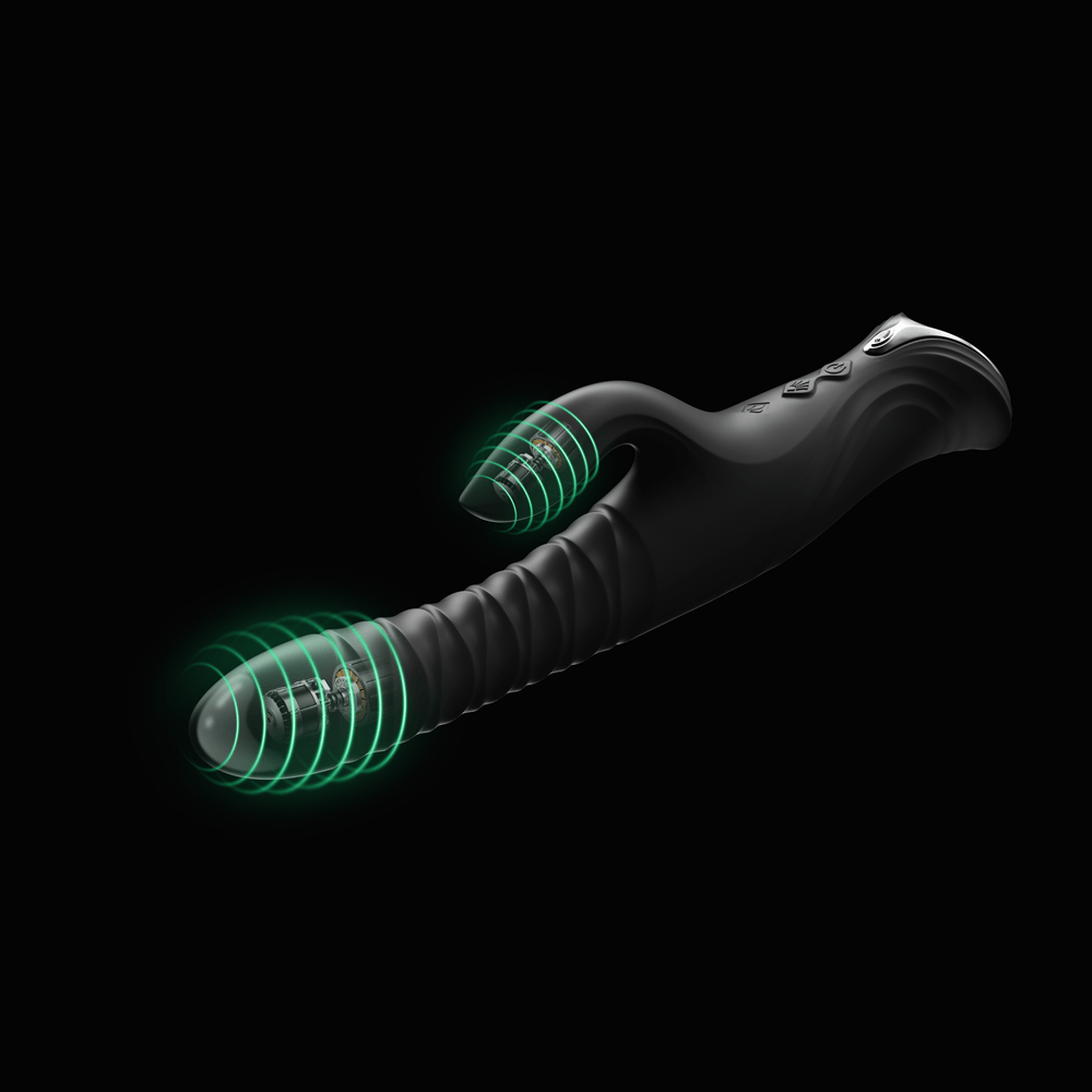 Mose 2 App-Controlled G-Spot Rabbit Thruster Vibrator showcasing dual stimulation design and textured handle.