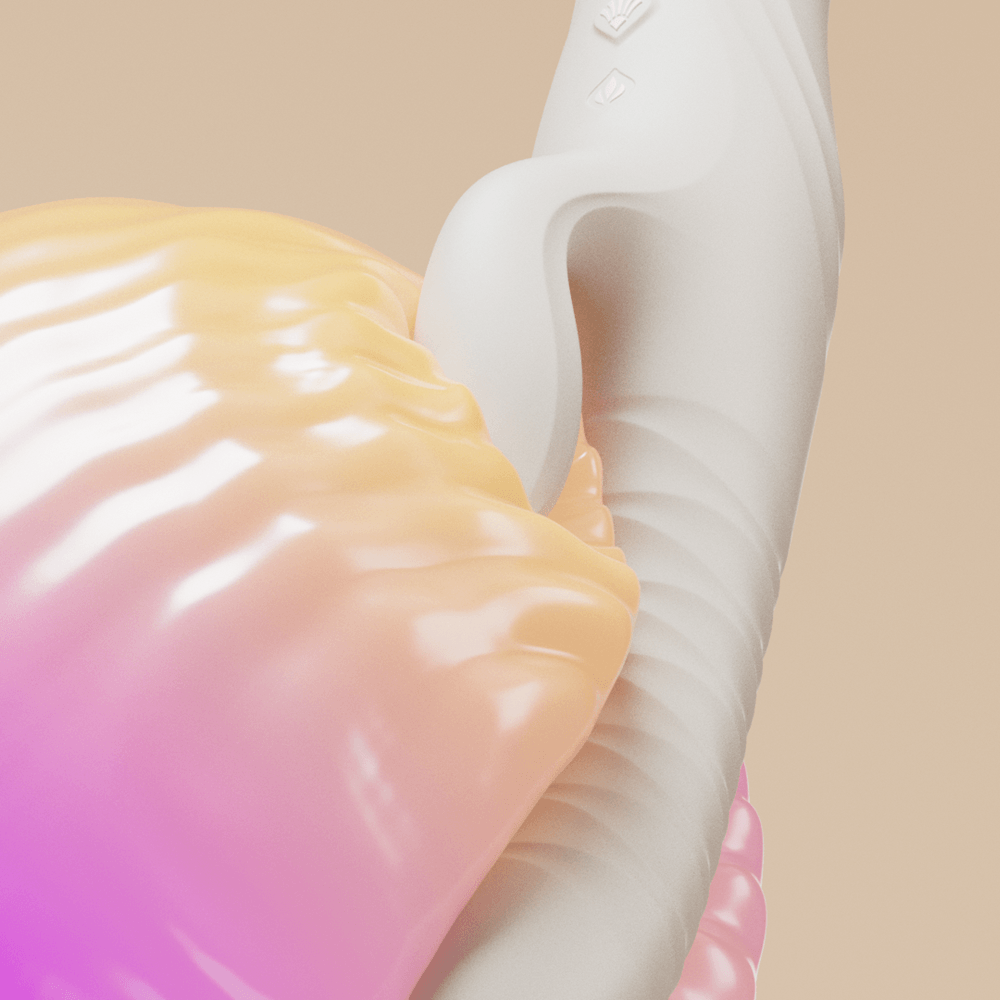 Mose 2 App-Controlled G-Spot Rabbit Thruster Vibrator close-up, showcasing its unique textured design and control buttons.