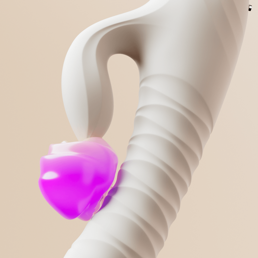 Mose 2 App-Controlled G-Spot Rabbit Thruster Vibrator close-up showing its soft design and stimulating tip.