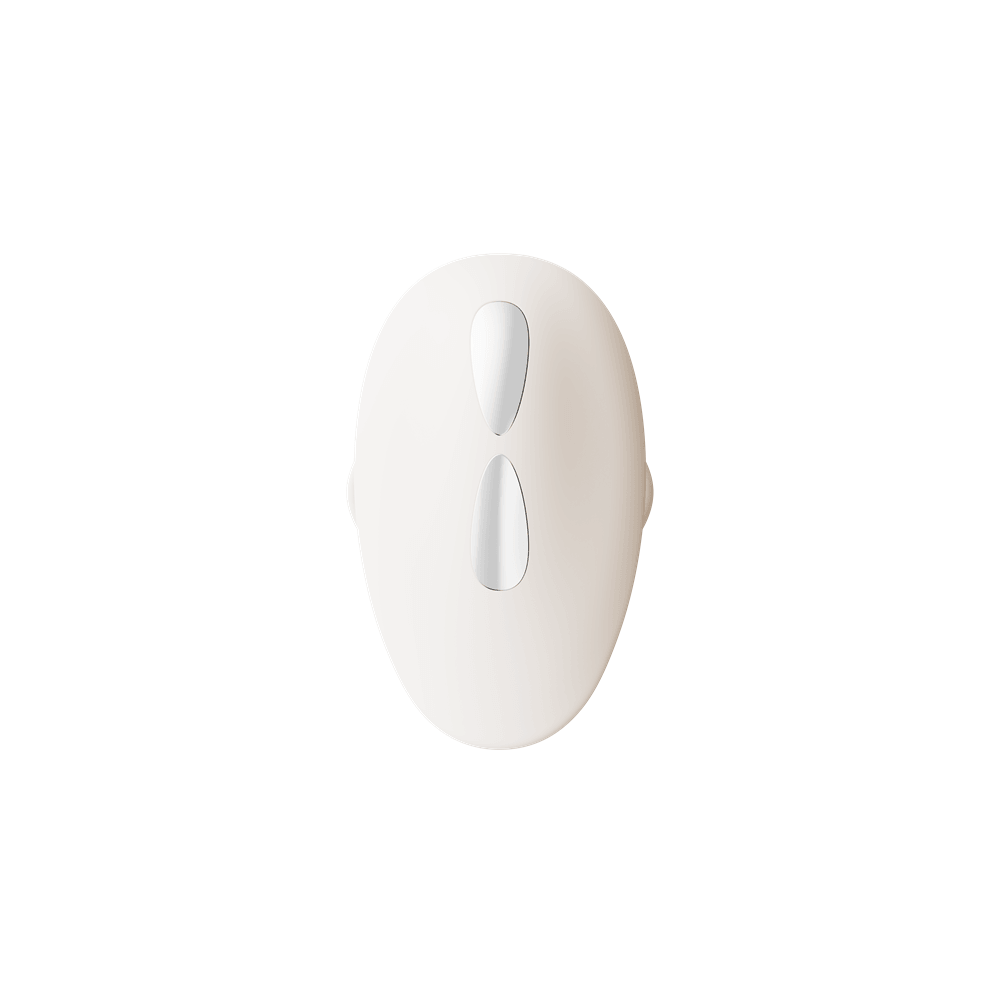 Deya Wearable Smart Dual Vibrator with App Control shown from above, featuring a sleek white design and tactile buttons.