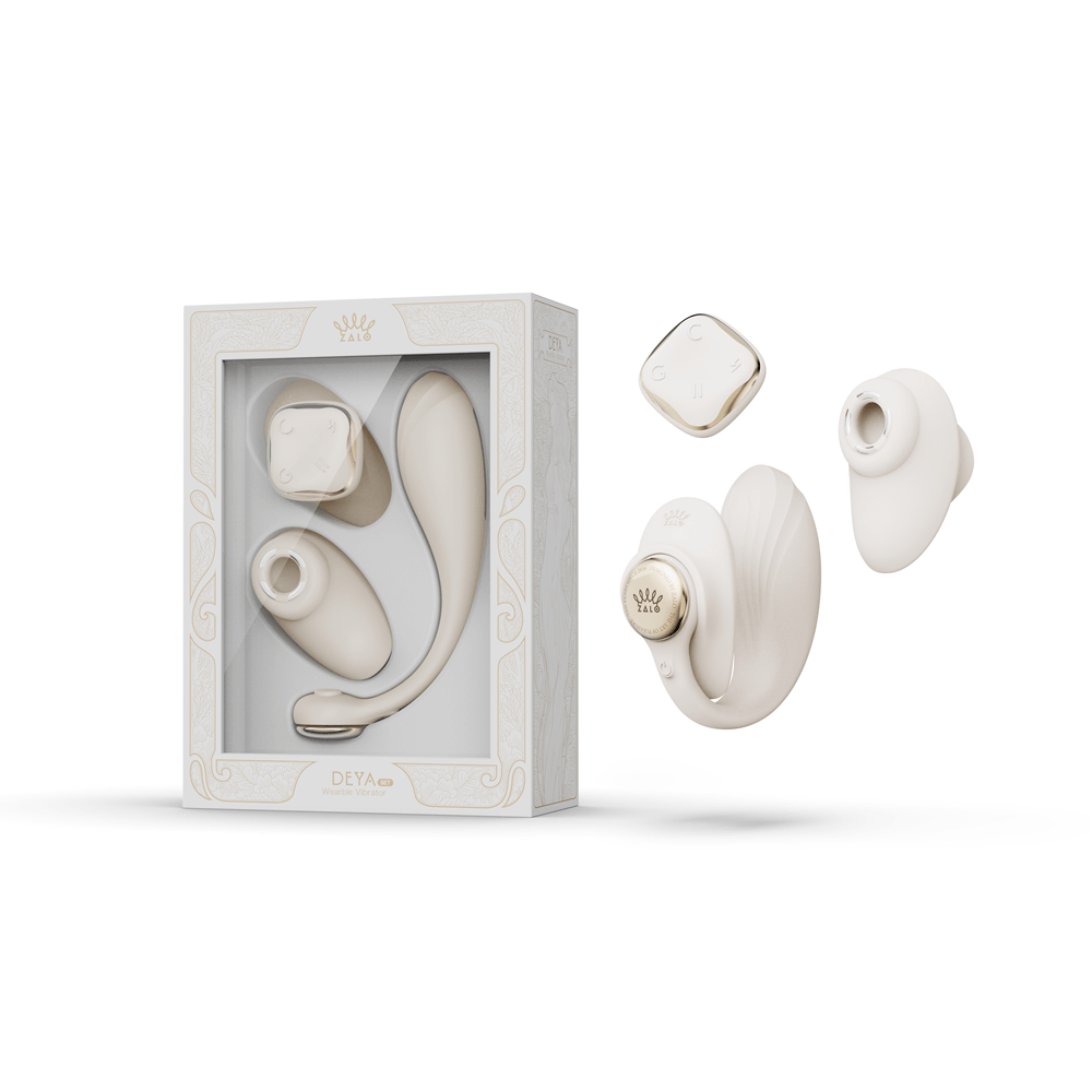 Deya Wearable Smart Dual Vibrator with App Control in elegant packaging, featuring modular design and user-friendly controls.